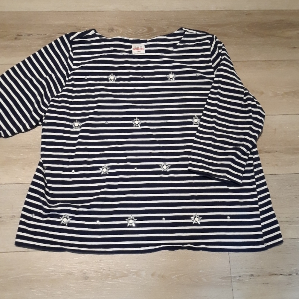 # Ruby Rd 3X navy & white striped shirt